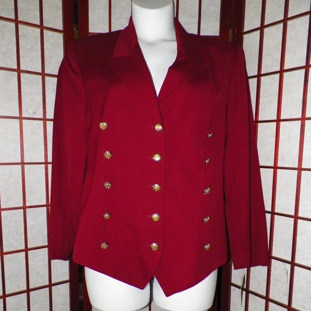 *2X HOST PICK* Albert Nipon Studio Blazer Military Chic Red